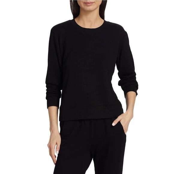 Monrow Super Soft Reverse Henley Sweatshirt - Black - Size: Small - NWT - Picture 1 of 4